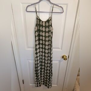 Merona Olive and Cream Patterned Maxi Dress